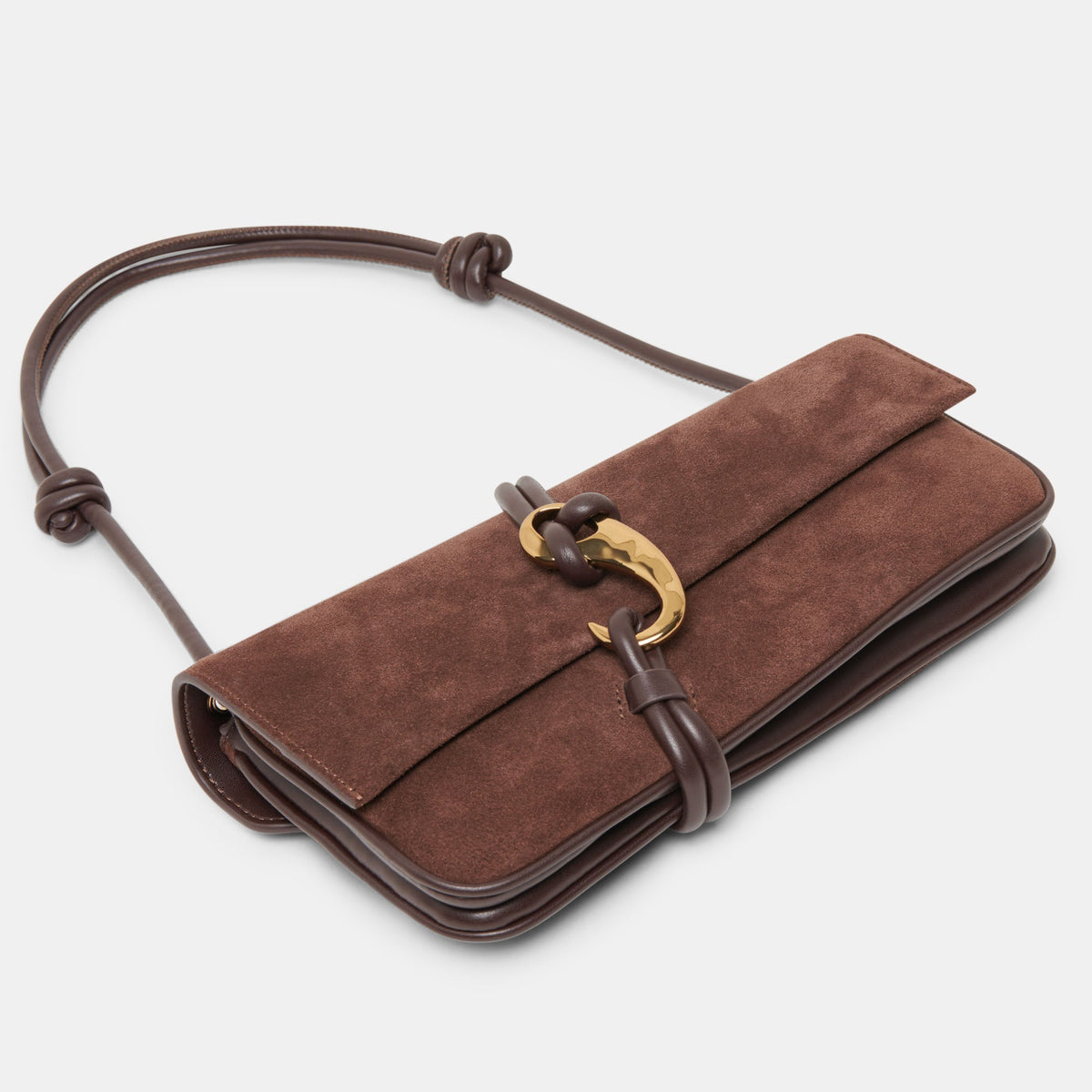 Alice Chocolate Suede Shoulder Bag | Dolce Vita