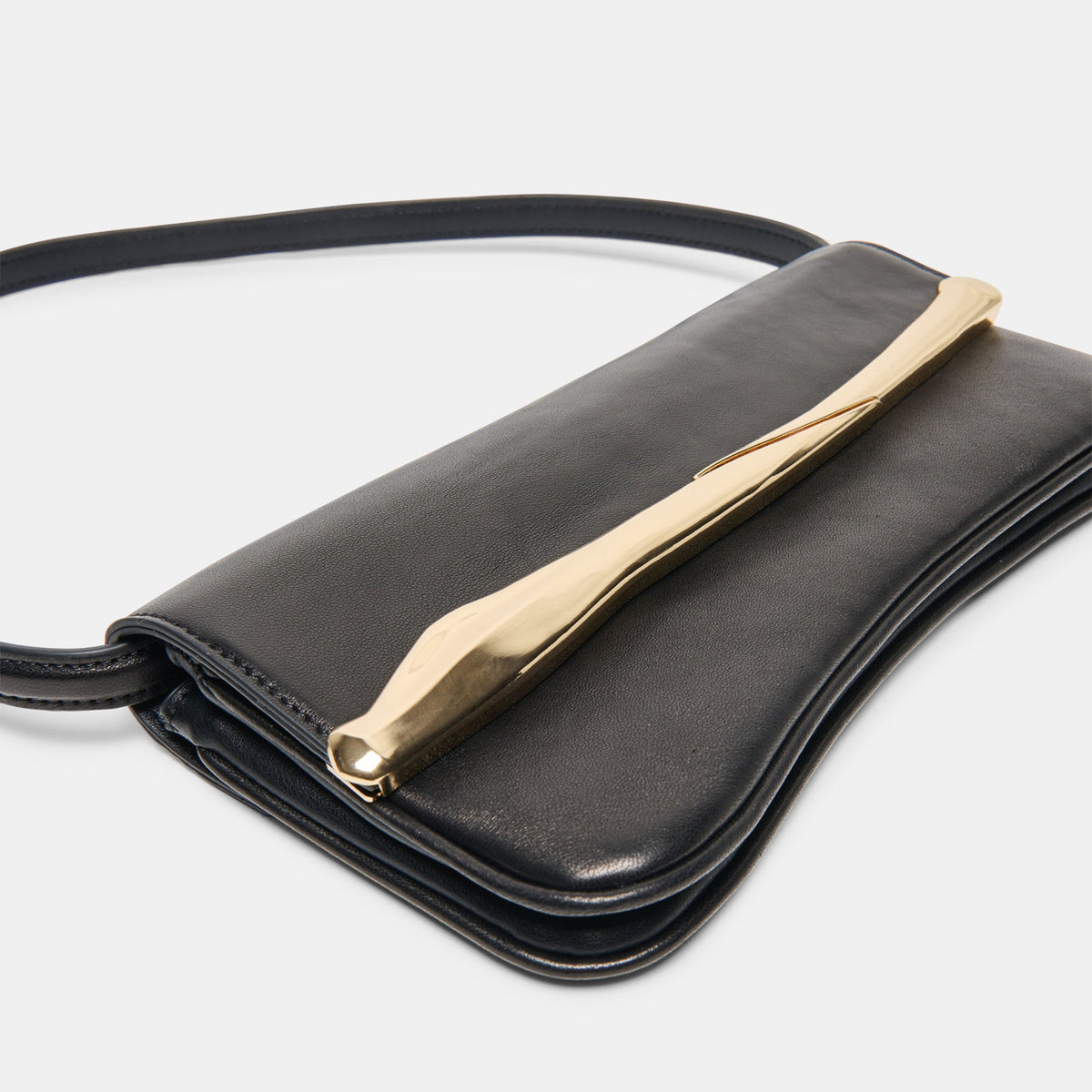 Azura Black Leather Shoulder Bag | Dolce Vita