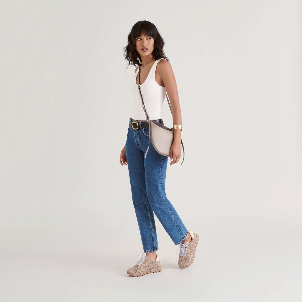 Burano Grey Leather Crossbody | Dolce Vita