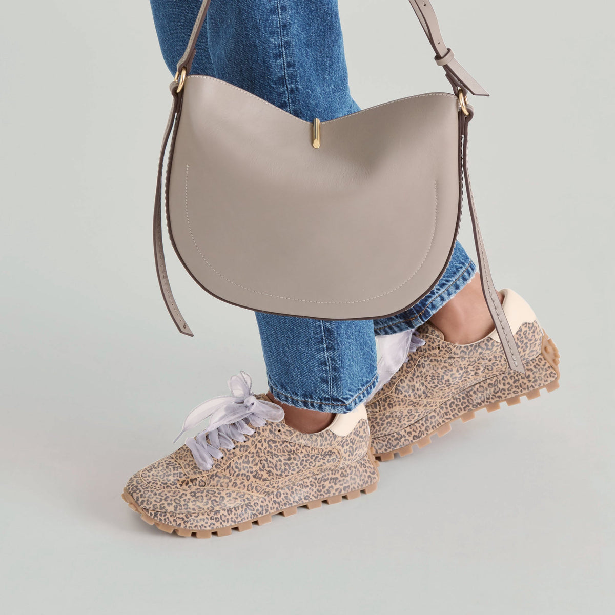 Burano Grey Leather Crossbody | Dolce Vita