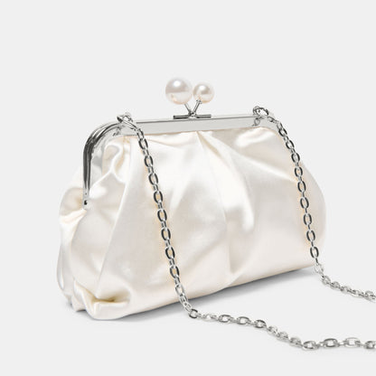 Kendall White Satin Clutch | Dolce Vita