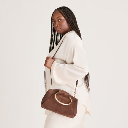 Channing Espresso Suede Handbag | Dolce Vita