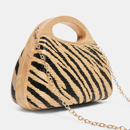 Maelie Black Natural Zebra Raffia Handbag | Dolce Vita