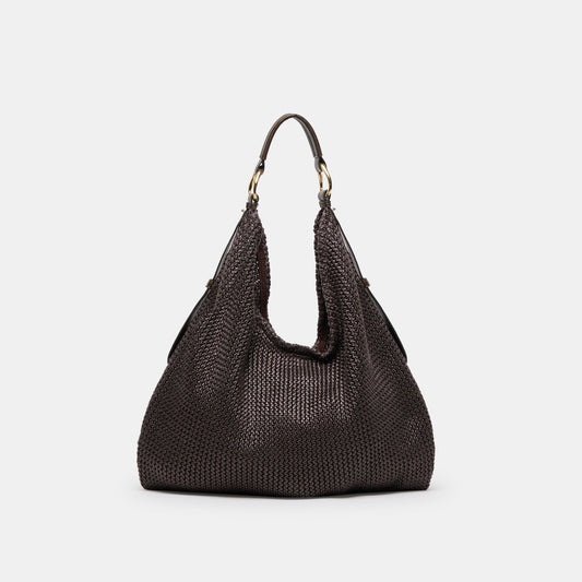 Miriel Chocolate Raffia Tote | Dolce Vita