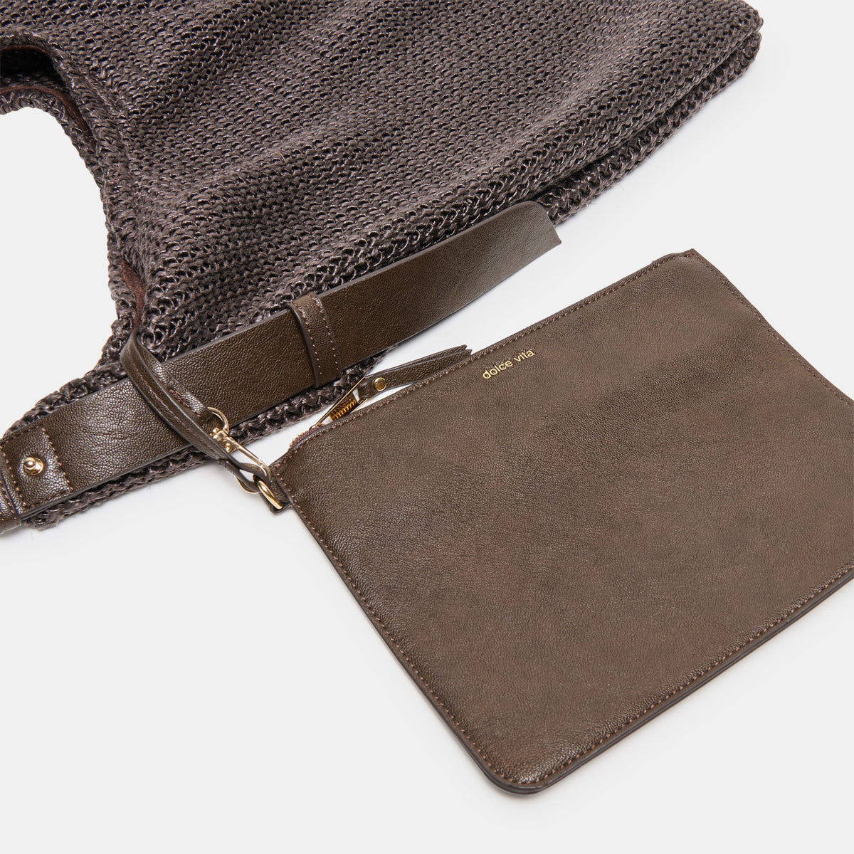 Miriel Chocolate Raffia Tote | Dolce Vita