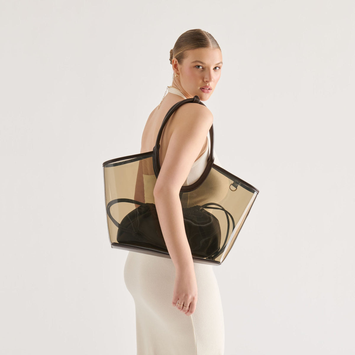 GISELLE Smoke Jelly Tote Shoulder Bag | Dolce Vita