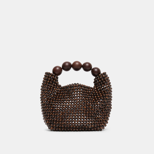 CLOVER Chocolate Wood Beaded Handbag | Dolce Vita