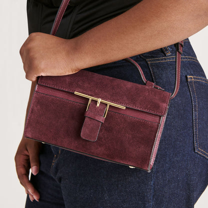 Zannone Burgundy Suede Crossbody | Dolce Vita