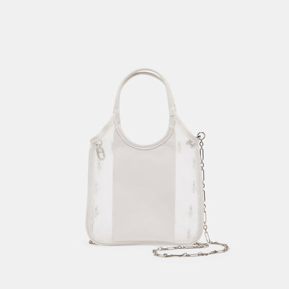 SYLVENE PEARL White Mesh Removable Crossbody Handbag | Dolce Vita