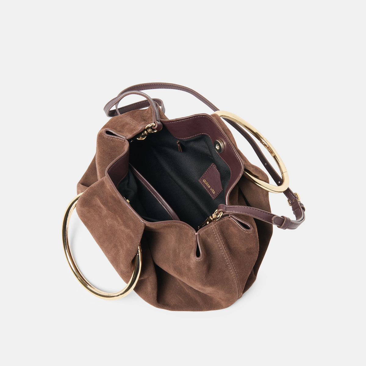 Channing Espresso Suede Handbag | Dolce Vita
