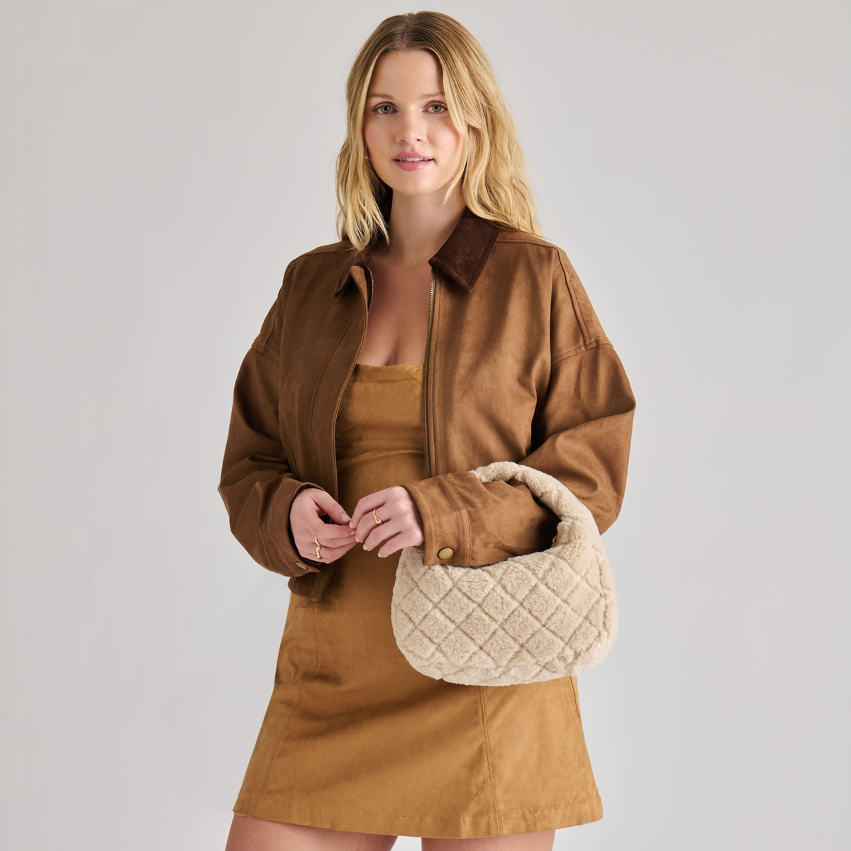 Frankie Natural Plush Handbag | Dolce Vita