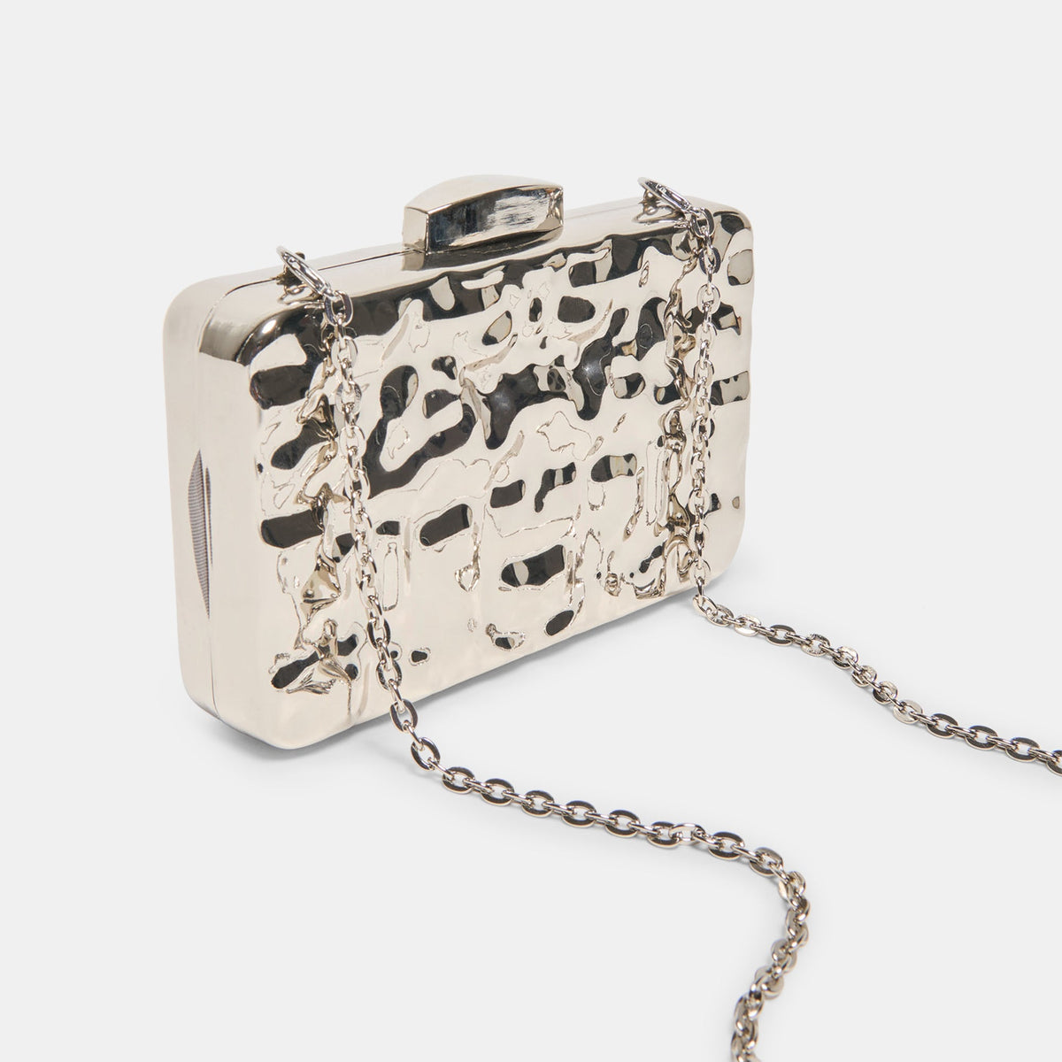 Delia Silver Metal Clutch | Dolce Vita