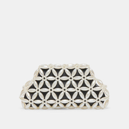 Marlow Black Satin Pearl Clutch | Dolce Vita