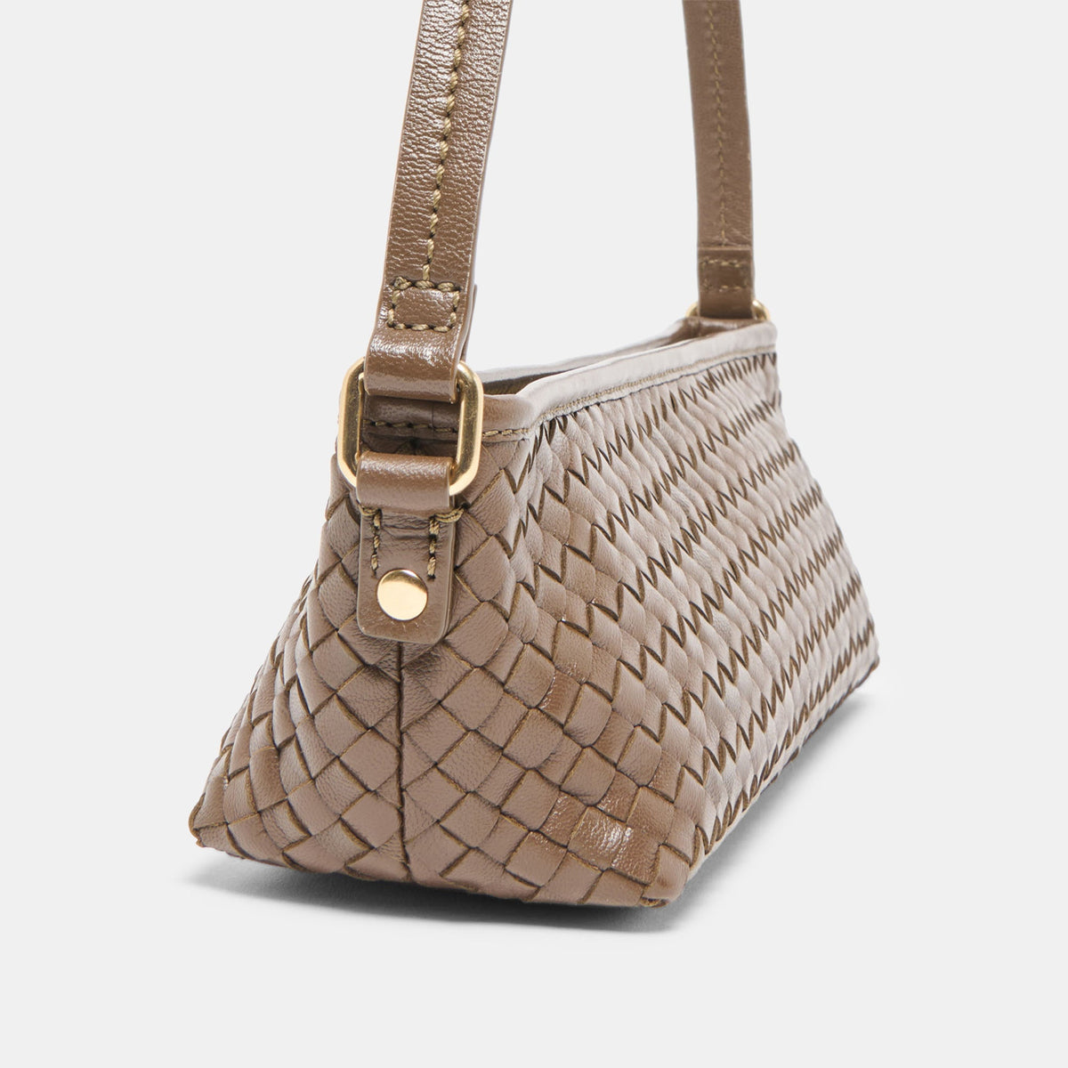 Savaii Brown Woven Leather Shoulder Bag | Dolce Vita