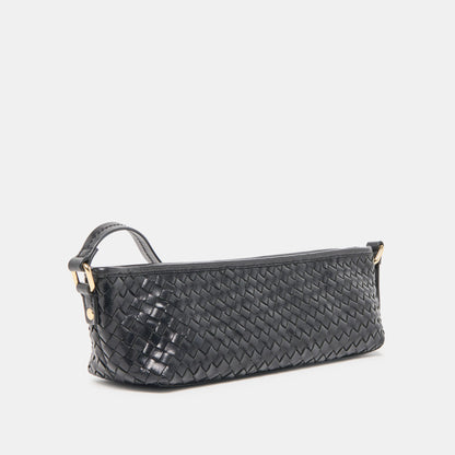 Savaii Black Woven Leather Shoulder Bag | Dolce Vita