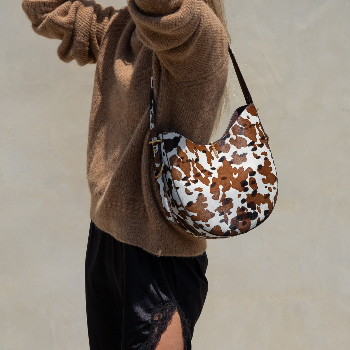Bree Cocoa Calf Hair Shoulder Bag | Dolce Vita