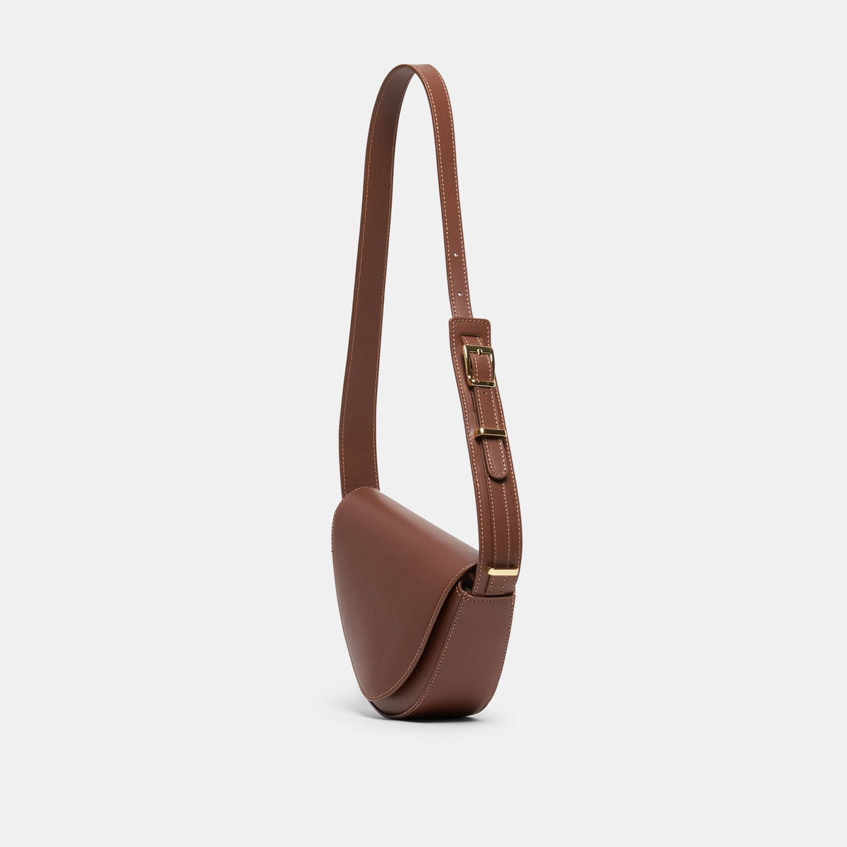 Sabine Brown Leather Shoulder Bag | Dolce Vita