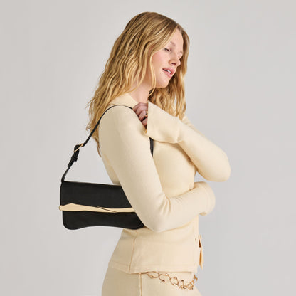 Azura Black Leather Shoulder Bag | Dolce Vita
