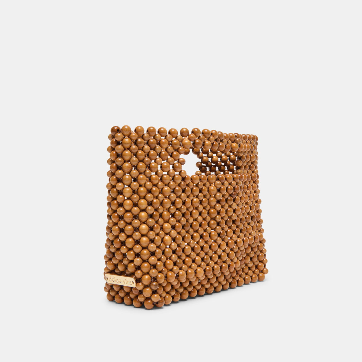LINZY Natural Wood Top-Handle Handbag with Crossbody Strap | Dolce Vita