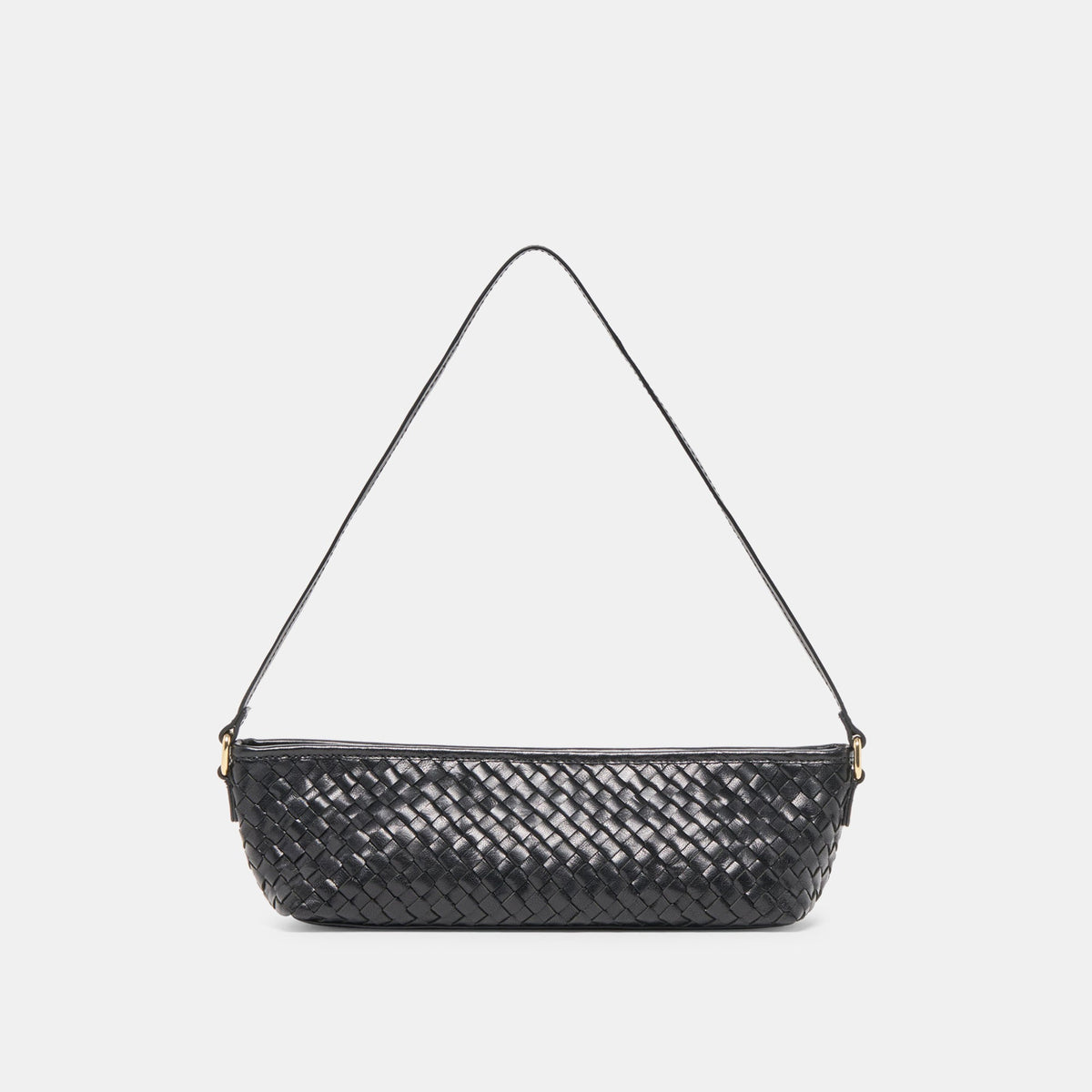 Savaii Black Woven Leather Shoulder Bag | Dolce Vita