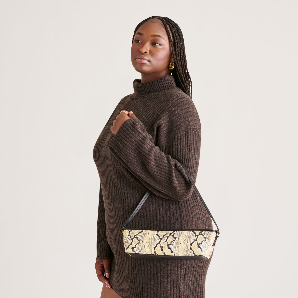 Savaii Black White Snake Stella Shoulder Bag | Dolce Vita