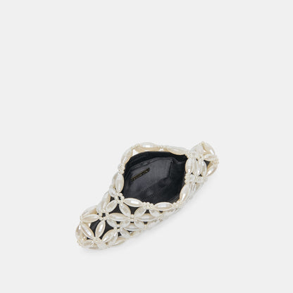 Marlow Black Satin Pearl Clutch | Dolce Vita
