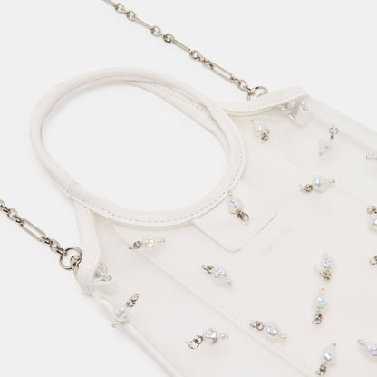 SYLVENE PEARL White Mesh Removable Crossbody Handbag | Dolce Vita