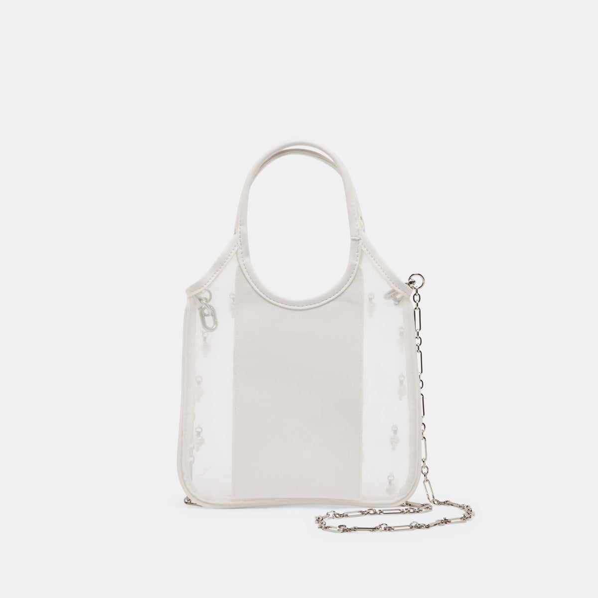 SYLVENE PEARL White Mesh Removable Crossbody Handbag | Dolce Vita
