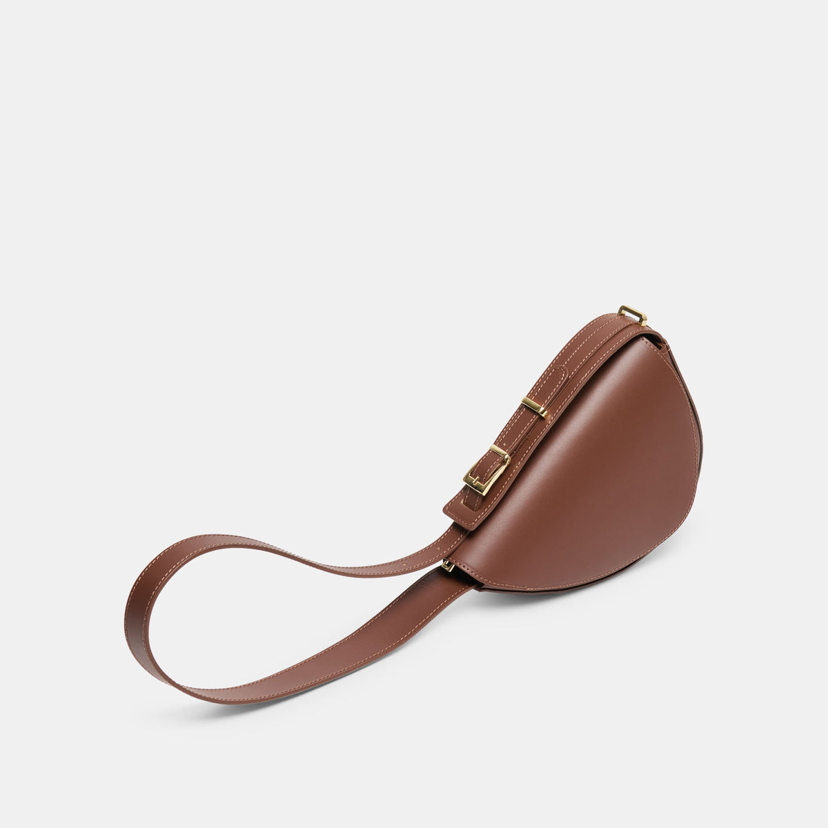 Sabine Brown Leather Shoulder Bag | Dolce Vita