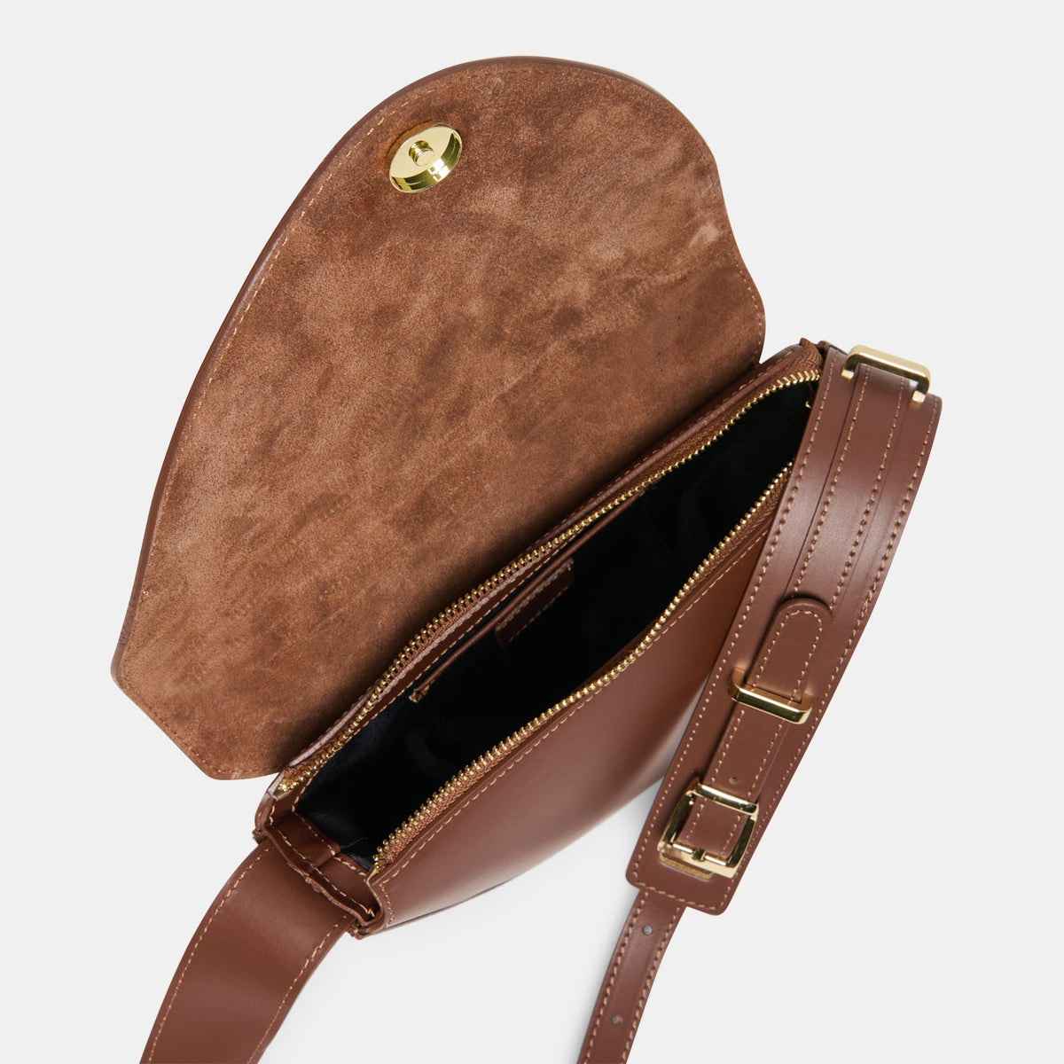 Sabine Brown Leather Shoulder Bag | Dolce Vita