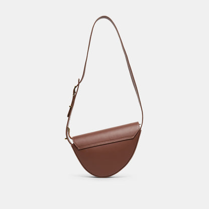 Sabine Brown Leather Shoulder Bag | Dolce Vita