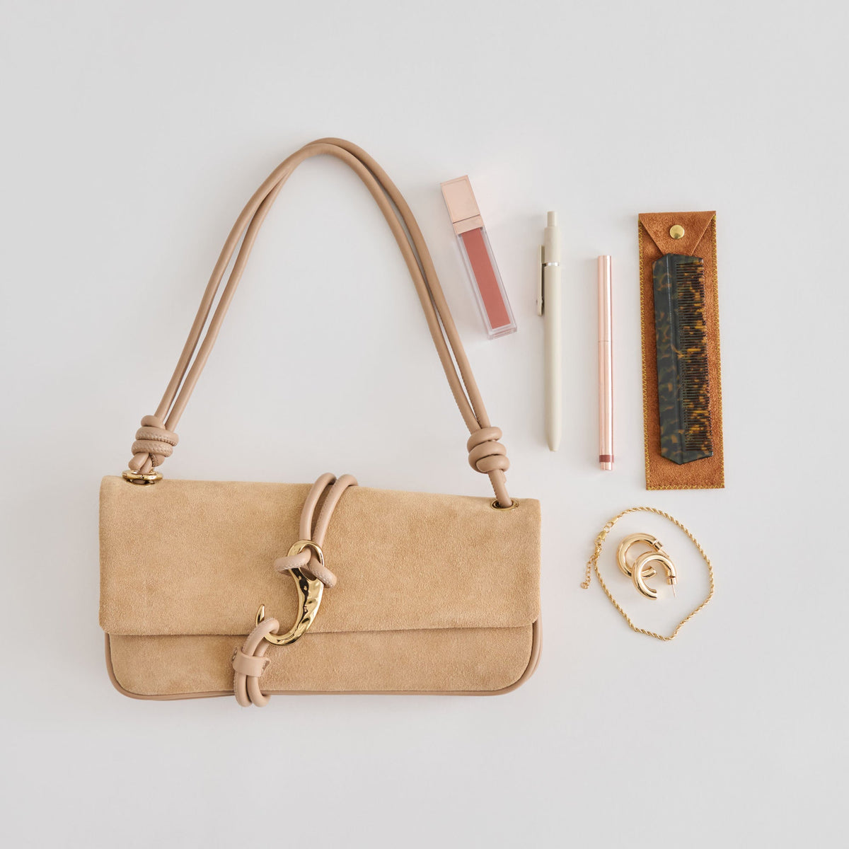 ALICE SHOULDER BAG BEIGE SUEDE
 – Dolce Vita | Dolce Vita