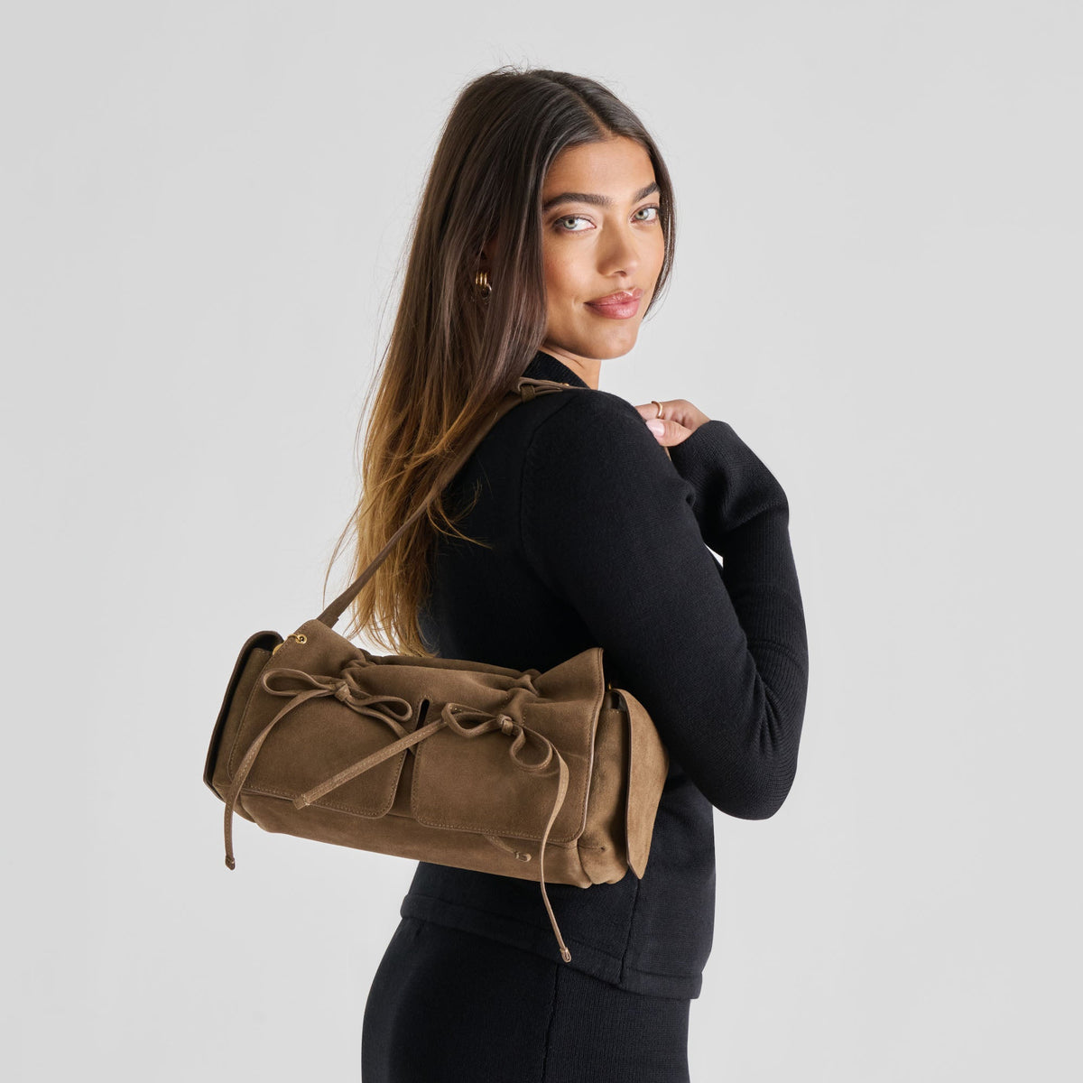 Hudson Olive Suede Shoulder Bag | Dolce Vita