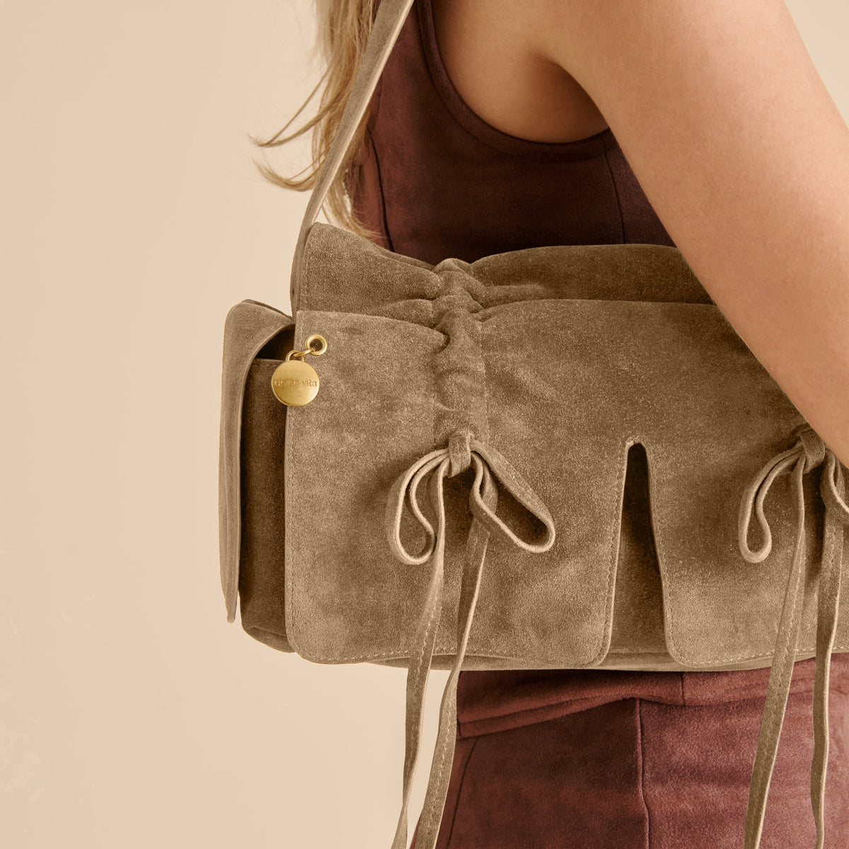 Hudson Olive Suede Shoulder Bag | Dolce Vita