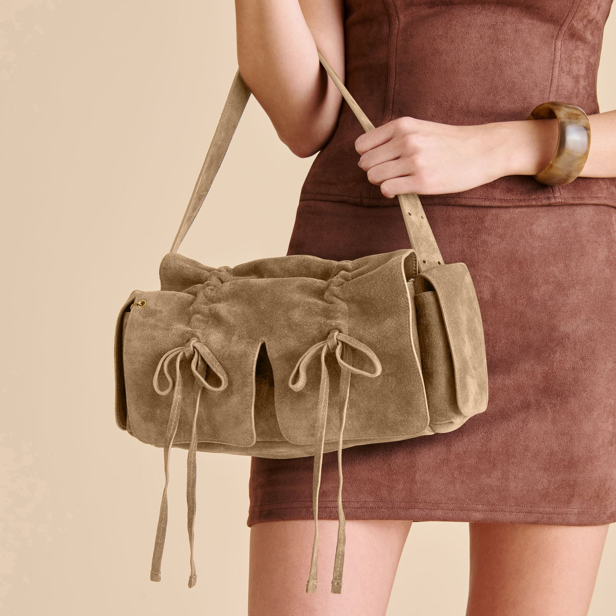 Hudson Olive Suede Shoulder Bag | Dolce Vita