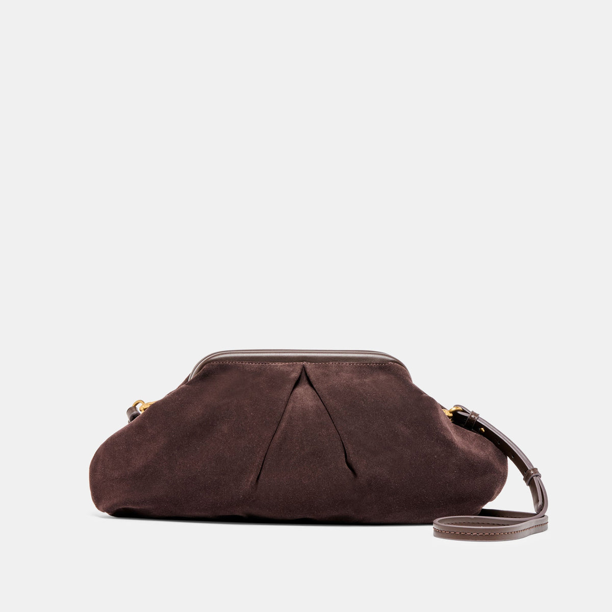 Sahara Espresso Suede Clutch | Dolce Vita