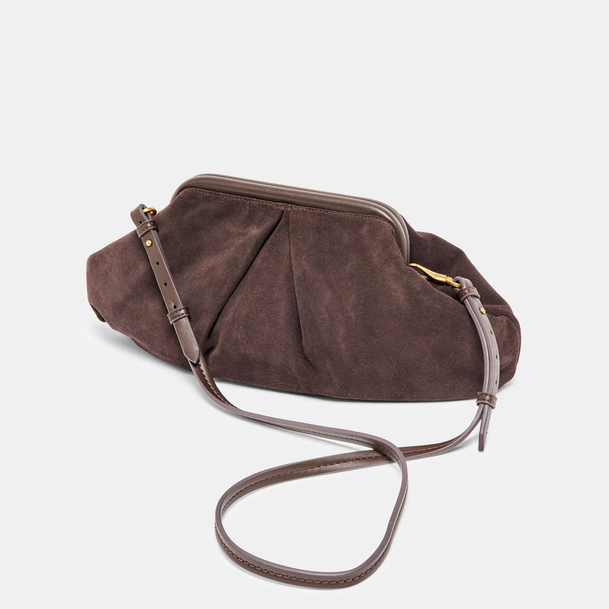 Sahara Espresso Suede Clutch | Dolce Vita