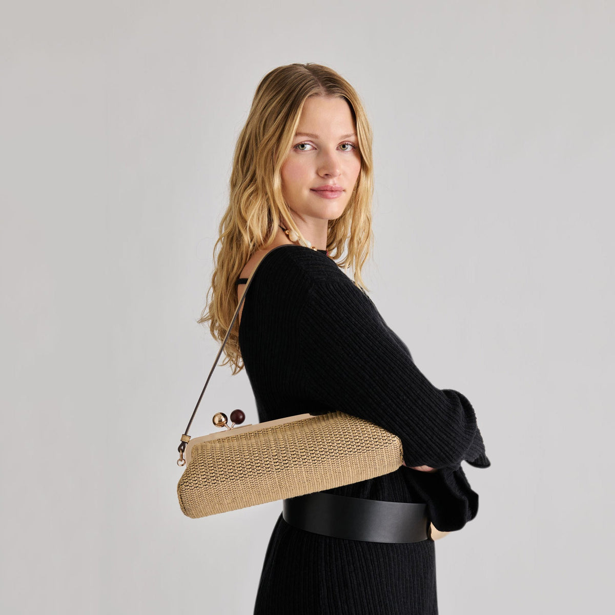 Ambriaa Natural Raffia Shoulder Bag | Dolce Vita