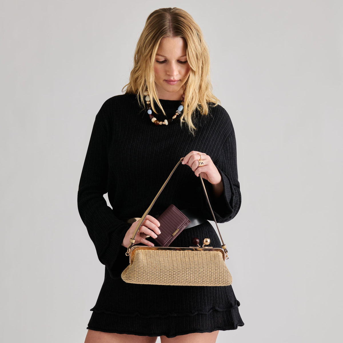 Ambriaa Natural Raffia Shoulder Bag | Dolce Vita