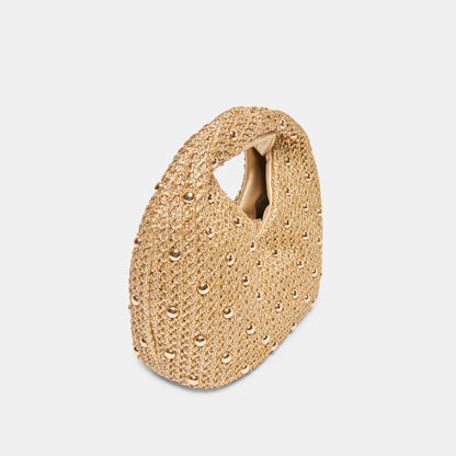 Dahlia Gold Raffia Handbag | Dolce Vita