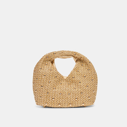 Dahlia Gold Raffia Handbag | Dolce Vita