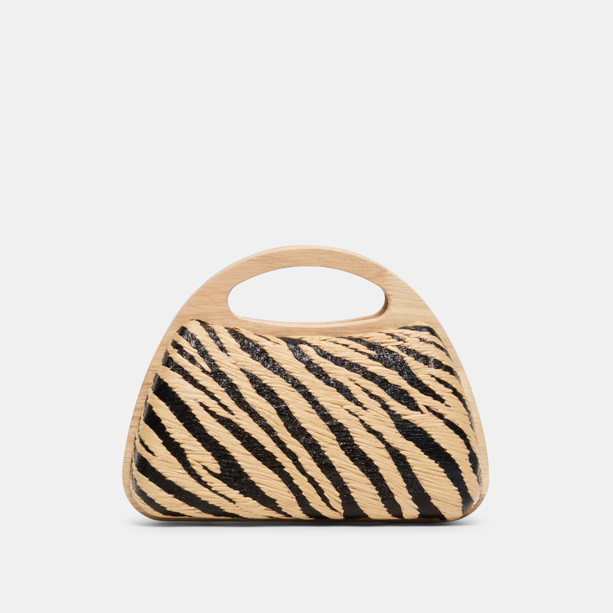 Maelie Black Natural Zebra Raffia Handbag | Dolce Vita