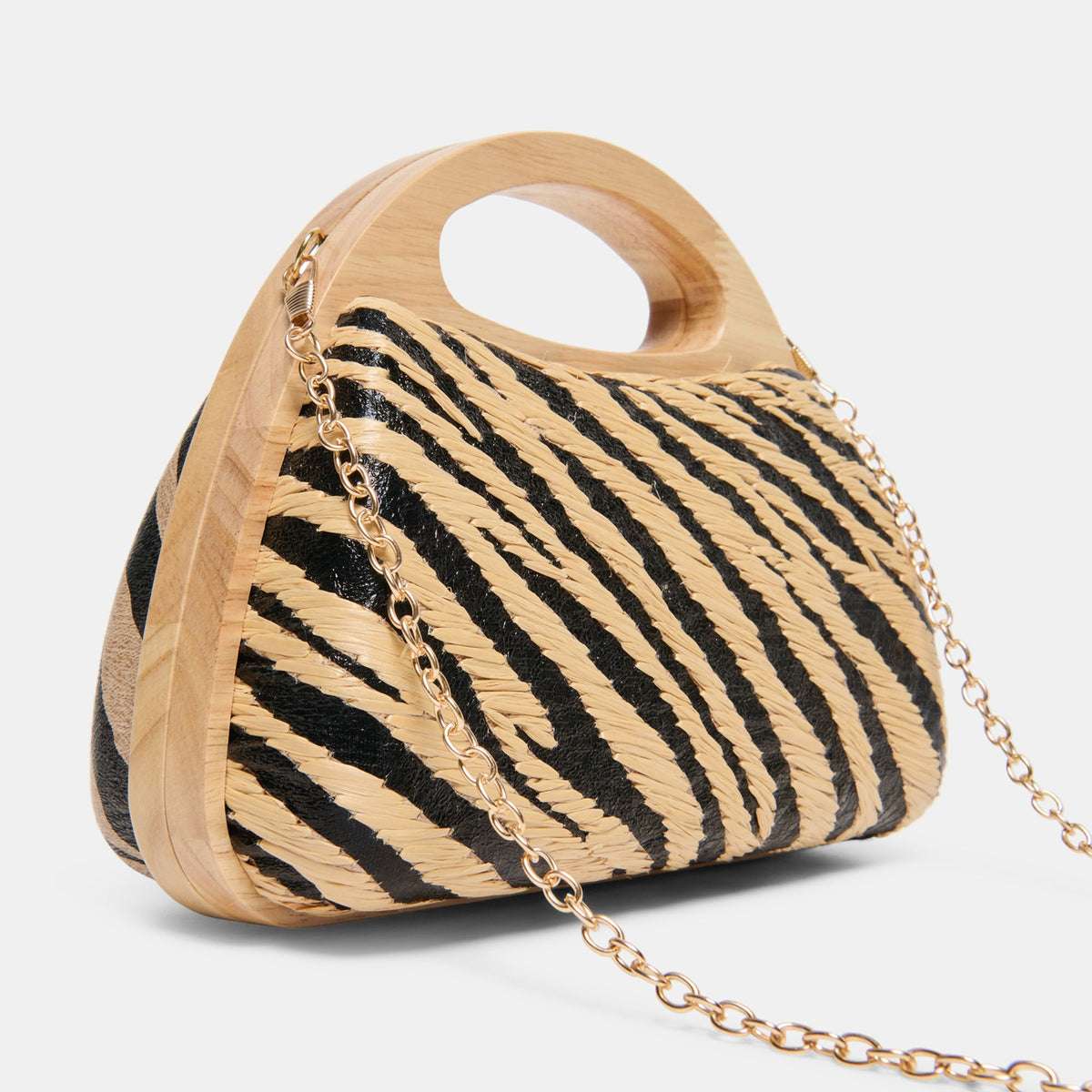 Maelie Black Natural Zebra Raffia Handbag | Dolce Vita