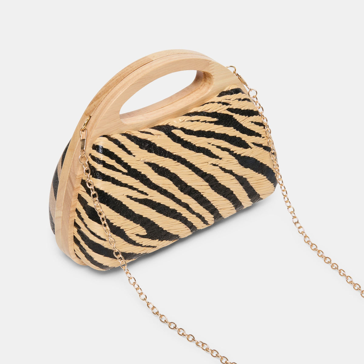 Maelie Black Natural Zebra Raffia Handbag | Dolce Vita