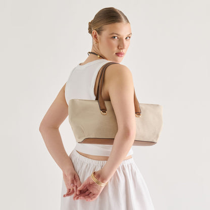 CLARINA Natural Canvas Shoulder Bag | Dolce Vita