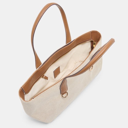 CLARINA Natural Canvas Shoulder Bag | Dolce Vita