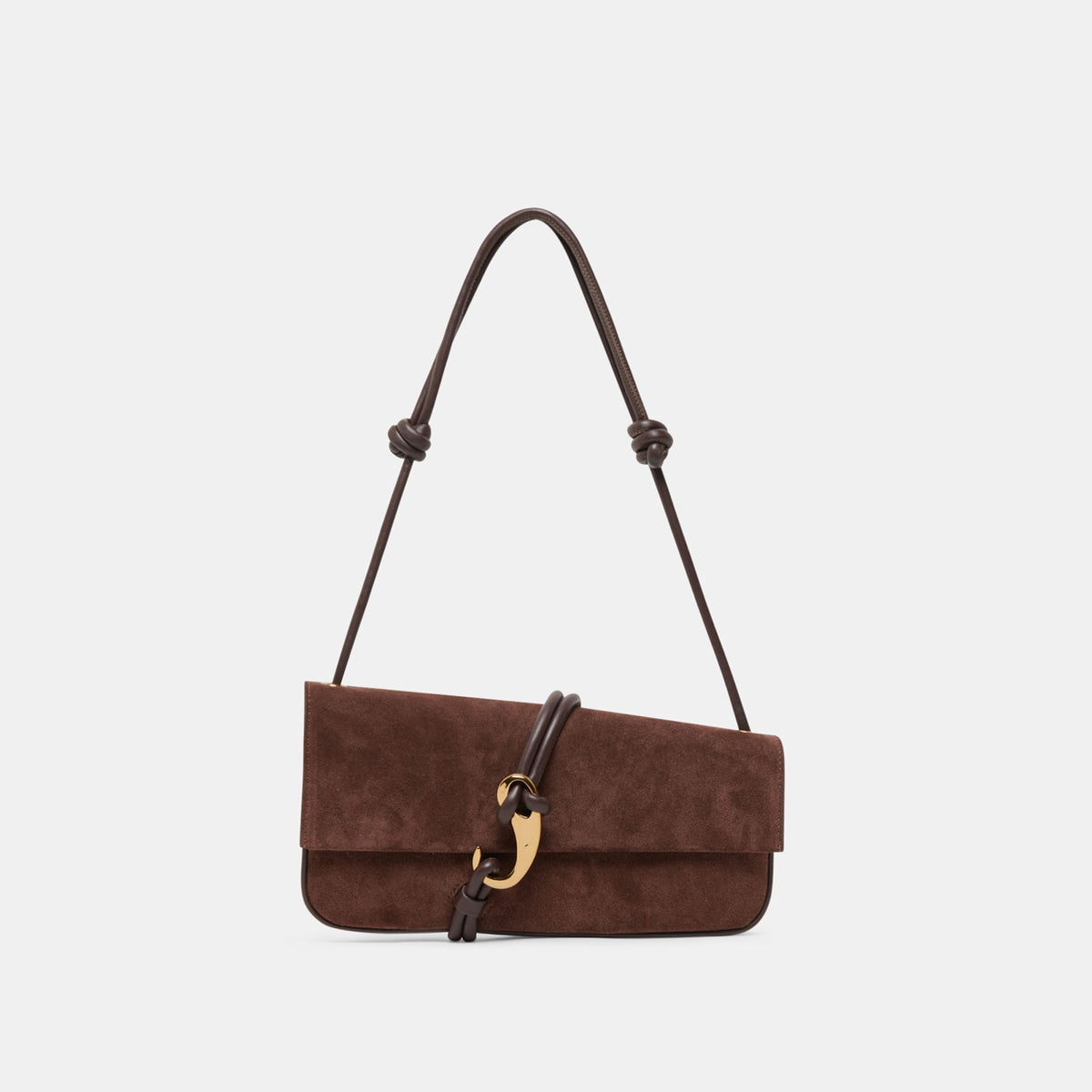 Alice Chocolate Suede Shoulder Bag | Dolce Vita