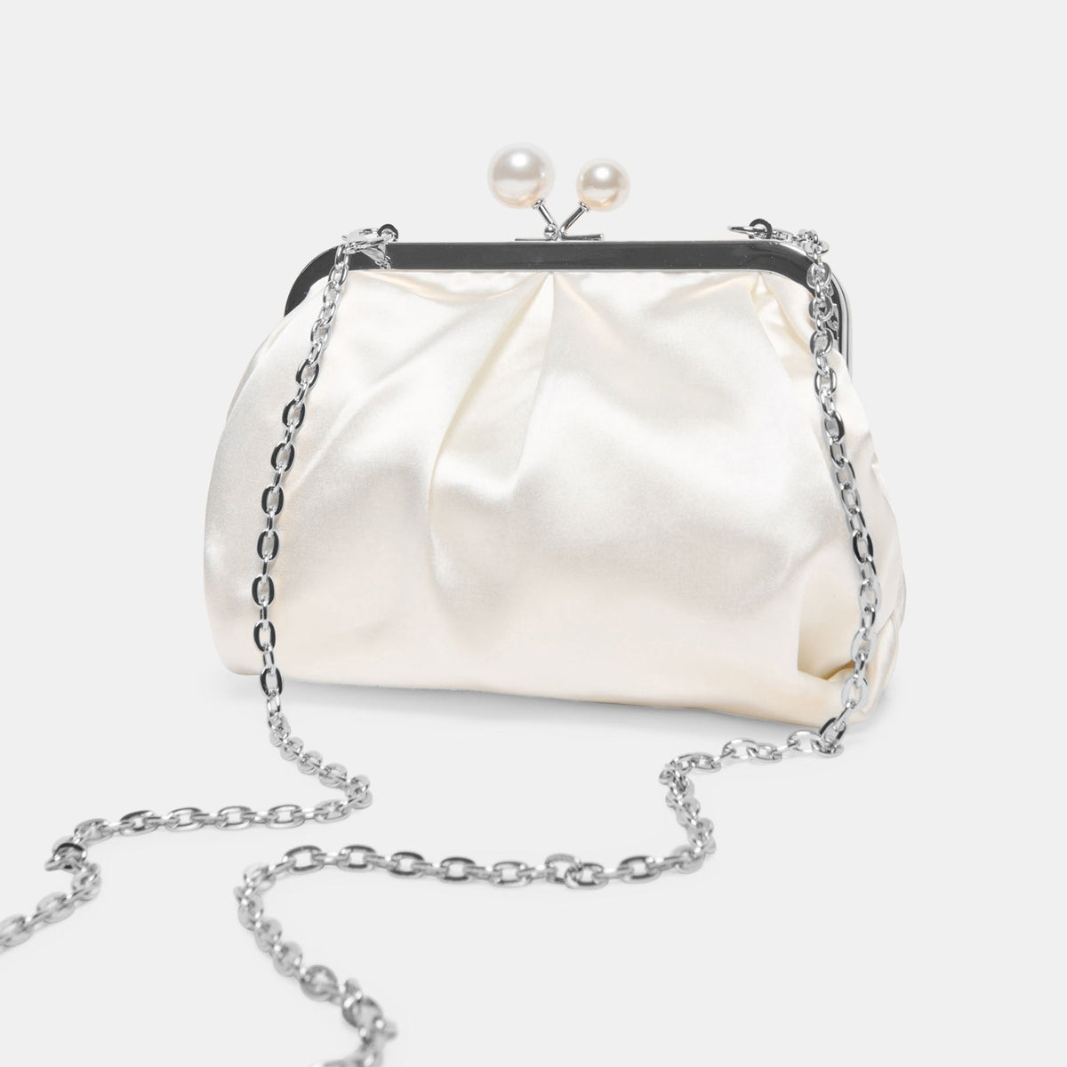 Kendall White Satin Clutch | Dolce Vita