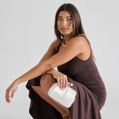 Kendall White Satin Clutch | Dolce Vita