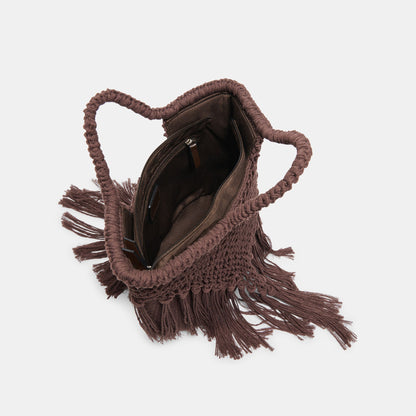 Birch Chocolate Crochet Handbag | Dolce Vita